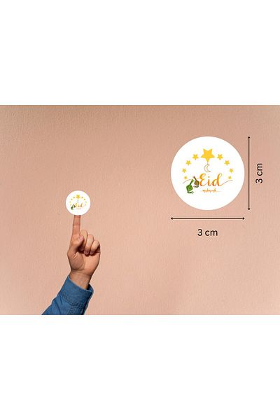 CASALINGHI Eid Mubarak Tag Celebration Ramadan Eid Stickers 3 cm (100 Pcs)