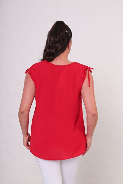 tarzımsüper Women's Plus Size Sleeveless Button Detail Aerobin Fabric Blouse