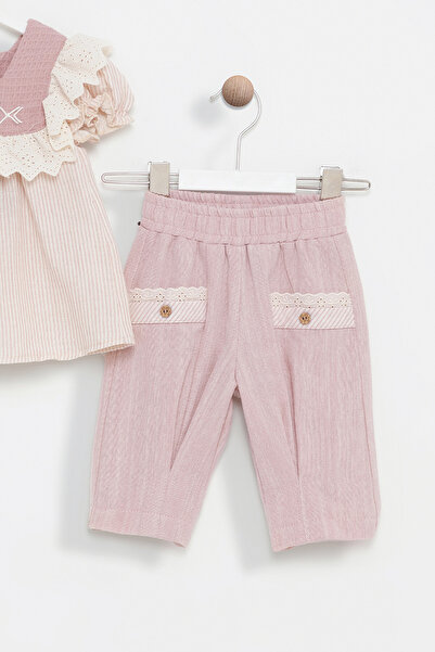 Bombili Lacy, Frilly, Embroidered, Elastic Waist, Eid Special Day 2-Piece Baby Girl Set