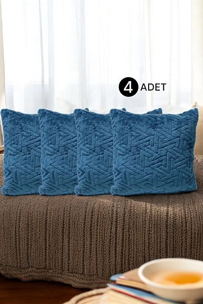 Mislina Home Bohemian Zigzag Diseni 45x45cm Mohair Master este din piele de pernă albastru petrol.