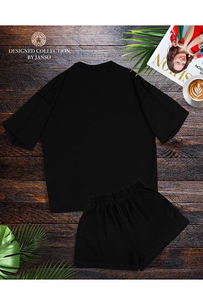JANSO GROUP - Women Short Sleeve Tshirt-Shorts Set Large Size Oversize Cotton
