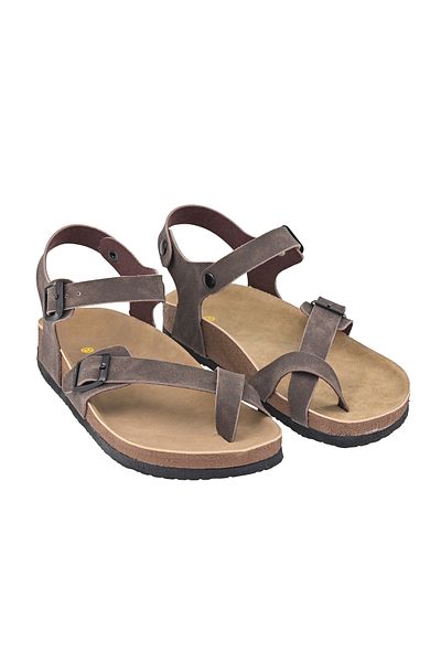 JustBow Σανδάλια Unisex με πόρπη σε καφέ ανθρακί ανατομική σόλα
