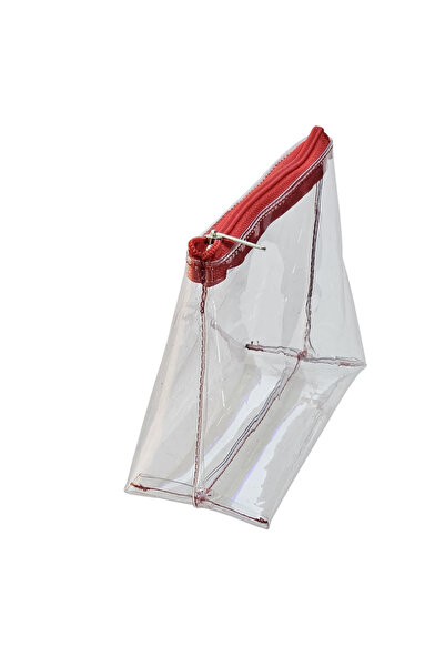 Mila Series Mk1S-00003 Transparent Travel, Makeup, Organizing Organizer Handbag - Red