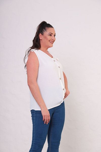 tarzımsüper Women's Plus Size Sleeveless Button Detail Aerobin Fabric Blouse