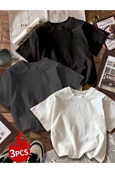 BYMEER Μπλουζάκι 3 συσκευασιών Smoked White Black Plain