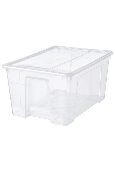 IKEA SAMLA Box with lid, transparent, 57 x 39 x 28 cm/45 l