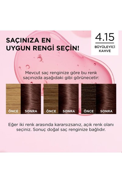 L'Oreal Paris Excellence Saç Boyası 4.15 Büyüleyici Kahve 3'lü Set