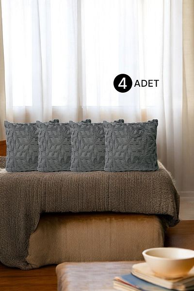 Mislina Home Сива геометрична калъфка за възглавница с бохемски мотив 45x45 см