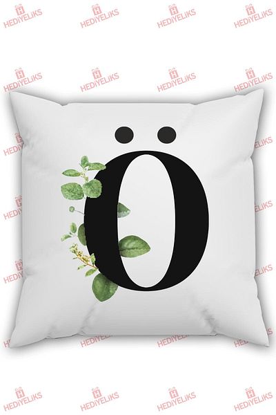 HEDİYELİKS Ö Letter Alphabet Themed Flower Patterned Gift Pillow