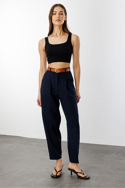 GENIUS STORE Γυναικείο Skinny Leg Πλισέ Ζώνη Εποχιακό Υφασμάτινο Παντελόνι ΜΕ ΖΩΝΗ-ΠΑΝΤΕΛΟΝΙ