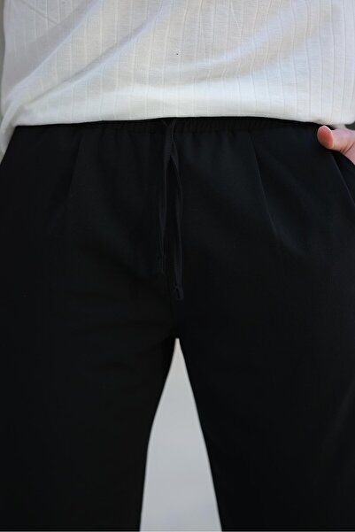 Madmext Black Adjustable Waist Relaxed Cut Men's Trousers E6564