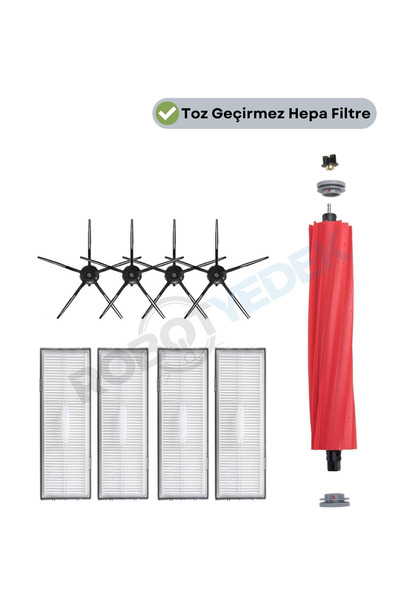 robotyedek Set de perii fără mop și filtru Hepa negru Roborock S7 - 9 bucăți