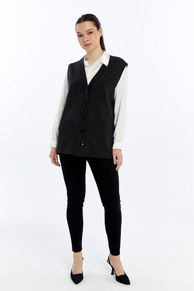 larocci Women's Standard V-Neck Mother's Vest with Embroidered Pocket