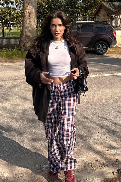 Madmext Red Plaid Women's Trousers Mg2401