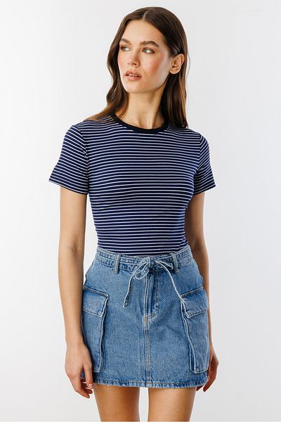 GENIUS STORE Γυναικείο ριγέ κοντομάνικο μπλουζάκι ΡΙΓΕΣ-T-SHIRT