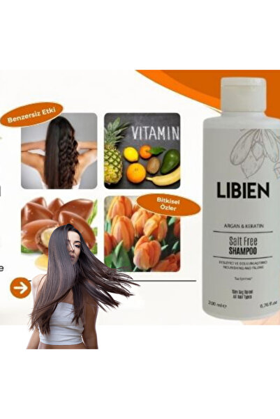 LIBIEN Tuzsuz Argan & Keratin Besleyici Ve Dolgunlaştırıcı Şampuan 200 ml