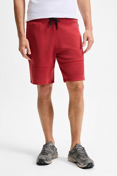 GRIMELANGE Men's Relaxed Fit Red Shorts & Bermuda with Elastic Waist Drawcord Zip Pocket