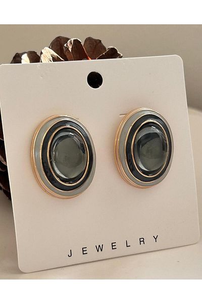 juleeco Elips Gold Gray Smoked Color Earrings