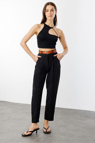 GENIUS STORE Γυναικείο Skinny Leg Πλισέ Ζώνη Εποχιακό Υφασμάτινο Παντελόνι ΜΕ ΖΩΝΗ-ΠΑΝΤΕΛΟΝΙ