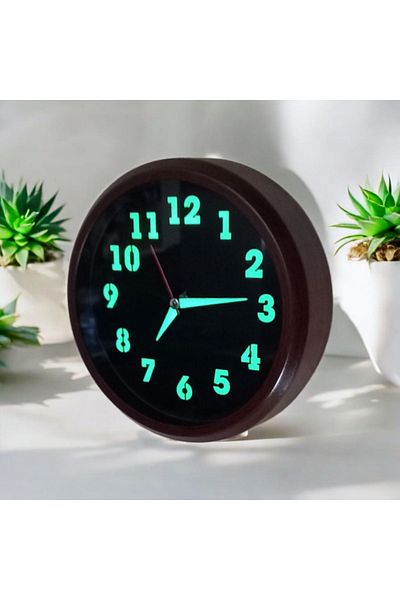 Bahat Phosphorescent Metal Antique Walnut Mini Wall Clock Diameter 20 cm Small Clock