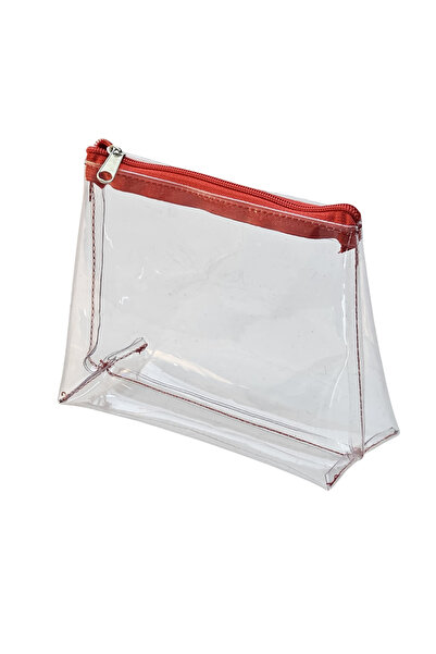Mila Series Mk1S-00003 Transparent Travel, Makeup, Organizing Organizer Handbag - Red