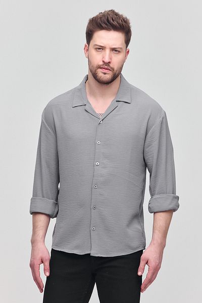 COMBİNE MİCHAİL Ανδρικό πουκάμισο Oversize Μακρυμάνικο Λινό Καλοκαιρινό Πουκάμισο