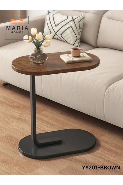 MARIA HOMES C Shaped Side Table with Metal Frame Coffee Bed Couch End Table Laptop Holder Table for Home