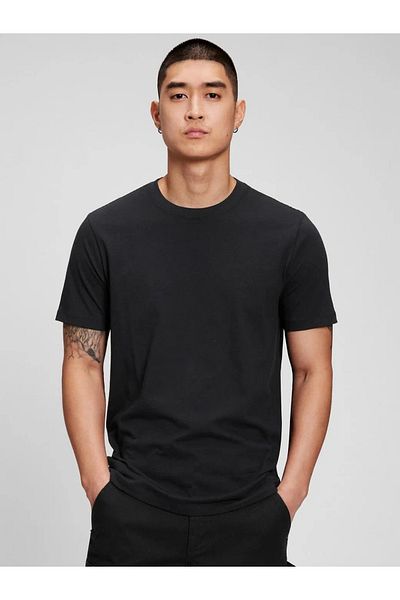 GAP Ανδρικό μπλουζάκι Everyday Soft Crew Neck Μαύρο