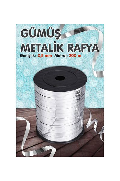 era balon Silver Color Glossy Metallic Raffia 8 mm – 200 Meters Product Quality Is High