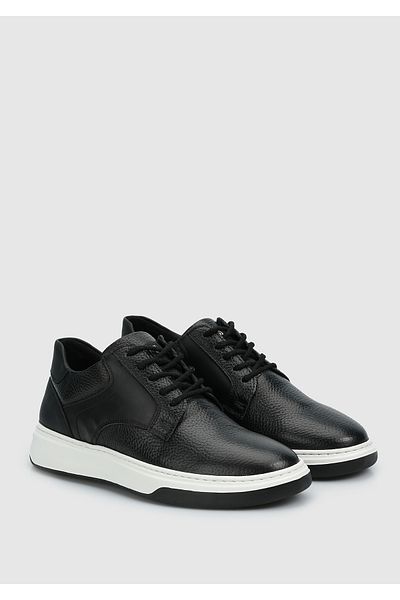Provoq Black Leather Men's Sneakers