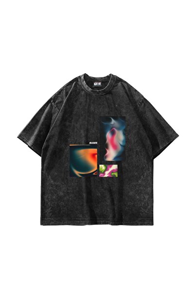 Bak Moda Bases Štampano Oversize kroj Unisex periva crna majica