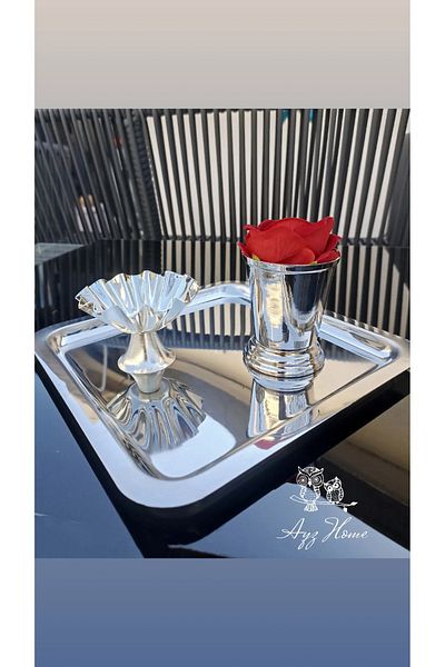 AYZ HOME 21*21 Presentation Tray - Turkish Delight and Rose Bucket Velvet Rose Set (Promise, Engagement, Promise, Coffee Presentation)