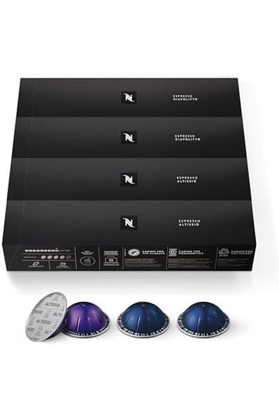 Nespresso Capsules Vertuo, Espresso Bold Variety Pack, Medium and Dark Roast, 40-Count