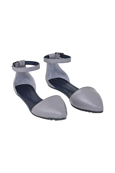 Moosefield Genuine Leather Women's Ankle Strap Gray Sandals