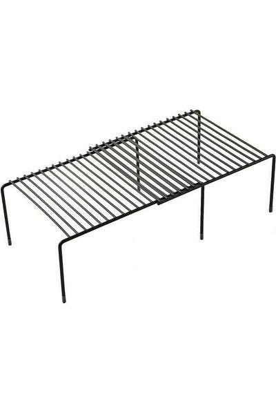 MIBRU Black Metal Shelf Separator Expandable Closet Organizer Rack for Cabinets & Wardrobes