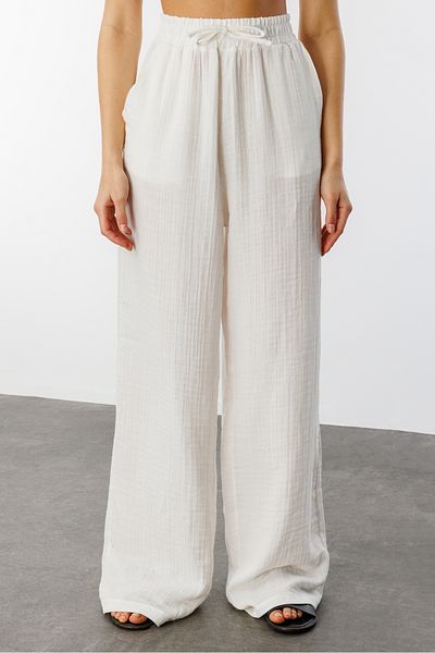 GENIUS STORE Pantaloni de damă Palazzo de muselină PANTALONI DE MUSLINĂ