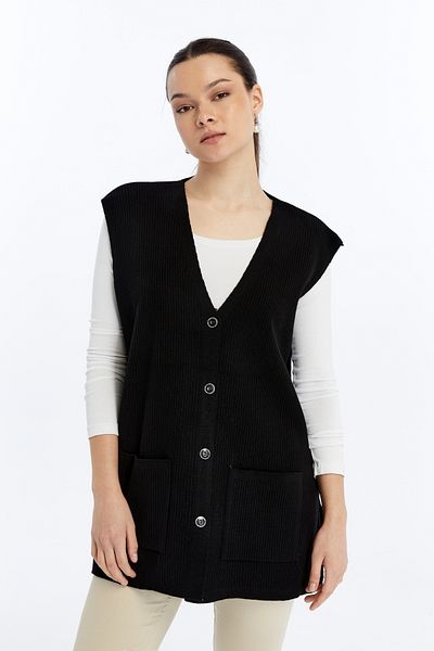 larocci Women's Standard V-Neck Mother Vest with Pockets