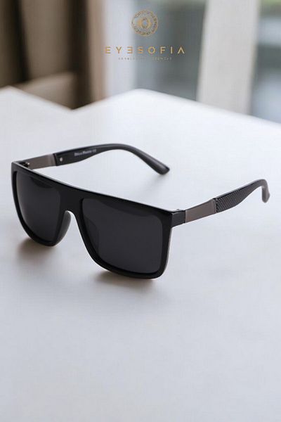 Eyesofia Polarized Lorenzo High Quality Bone Black Unisex Sunglasses