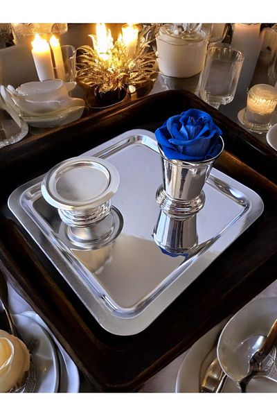 AYZ HOME Presentation Tray 21*21/ Turkish Delight Cup/ Rose Bucket/ Velvet Rose Set -(WORD, ENGAGEMENT, DESIGN, COFFEE PRESENTATION)