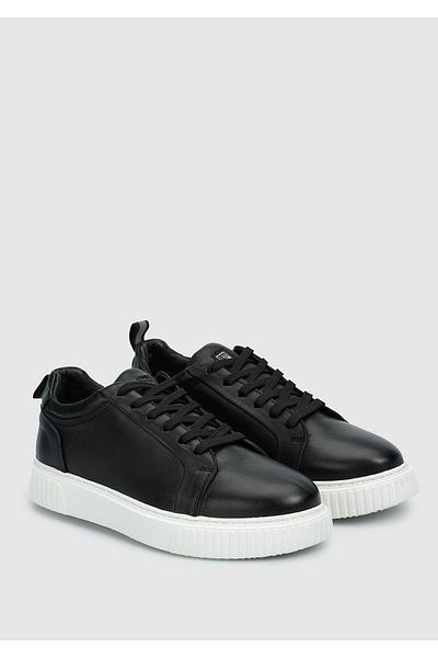 Provoq Black Leather Men's Shoes