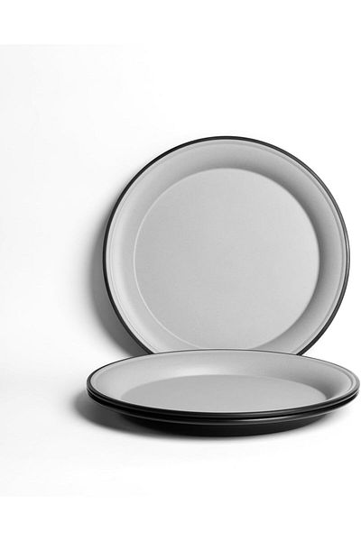mastergold Melamine 3 Large Round Serving Plates (Grey | Black, 40cm) for Serving Banquets, Rice, Seafood