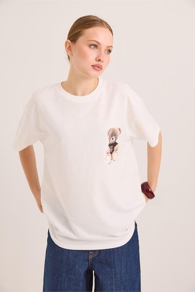 İKLİM LİFE Tshirt with Teddy Bear Print on the Front and Back