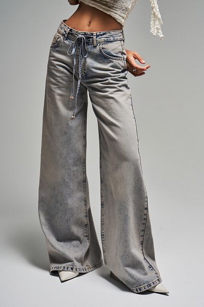 its basic Blugi de damă T.Kot Color 4s5-90 Palazzo Fit, cu șireturi, 100% bumbac