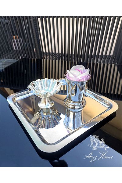 AYZ HOME 21*21 Presentation Tray - Turkish Delight and Rose Bucket Velvet Rose Set (Promise, Engagement, Promise, Coffee Presentation)