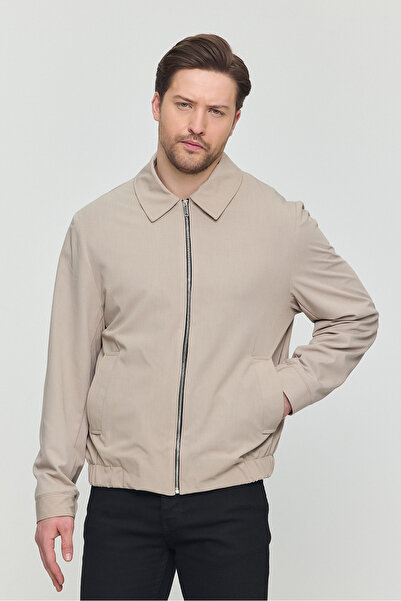 STONCS Men's Beige Cotton Seasonal Coat