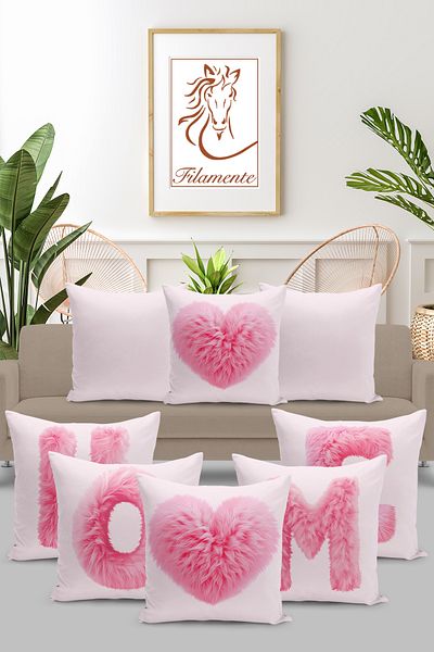 Filamente 8 Pack Double Sided Digital Printing Throw Pillow Cover - Feather Effect Home Written