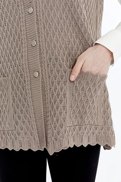 larocci Women's Standard V-Neck Small Argyle Pattern Mother Vest with Pockets