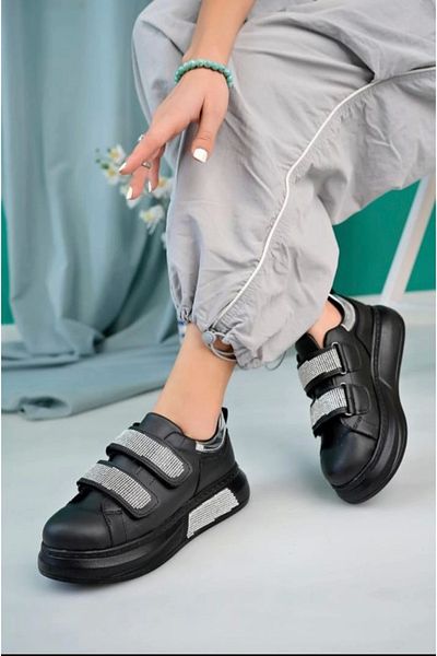 KAZAX Nino Black Skin Velcro Sneakers