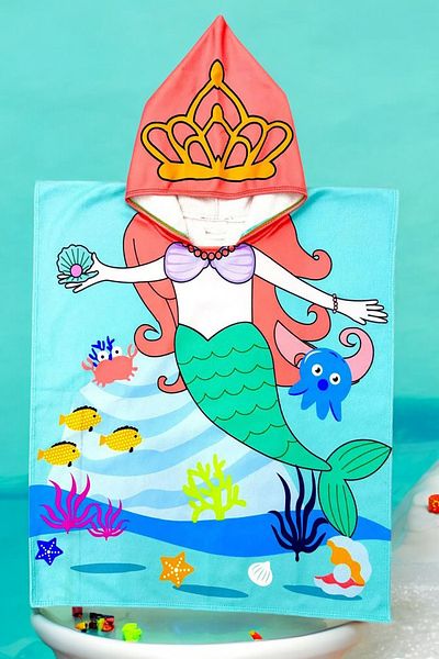 Lolliboomkids Submarine Girl Poncho Towel and Girdle Log (2/8 Years Old)