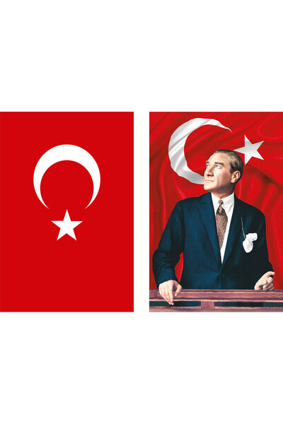 günenbayrak Türk Bayrağı Ve Atatürk Posteri Bayrak 100x150 cm